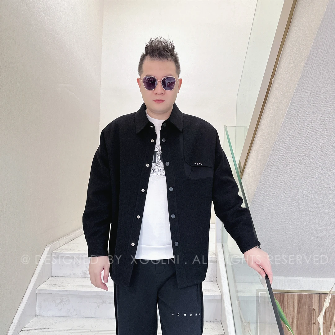 秋冬款OD左胸双层上小白字轻奢高端男士时尚休闲外套男装夹克外衣