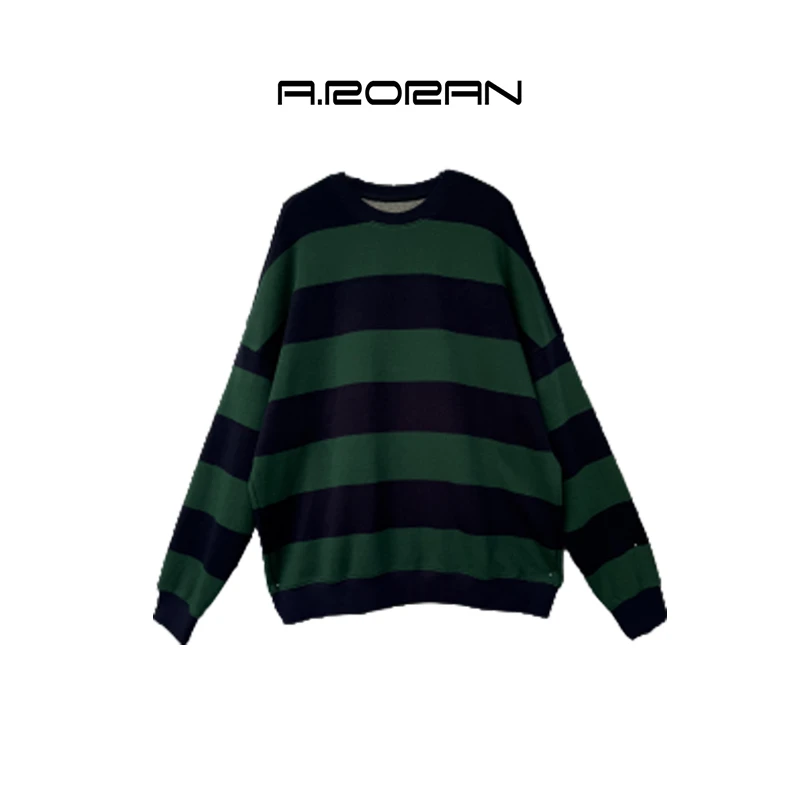 【慵懒随性】男女同款/中性风/无性别穿搭条纹卫衣套头