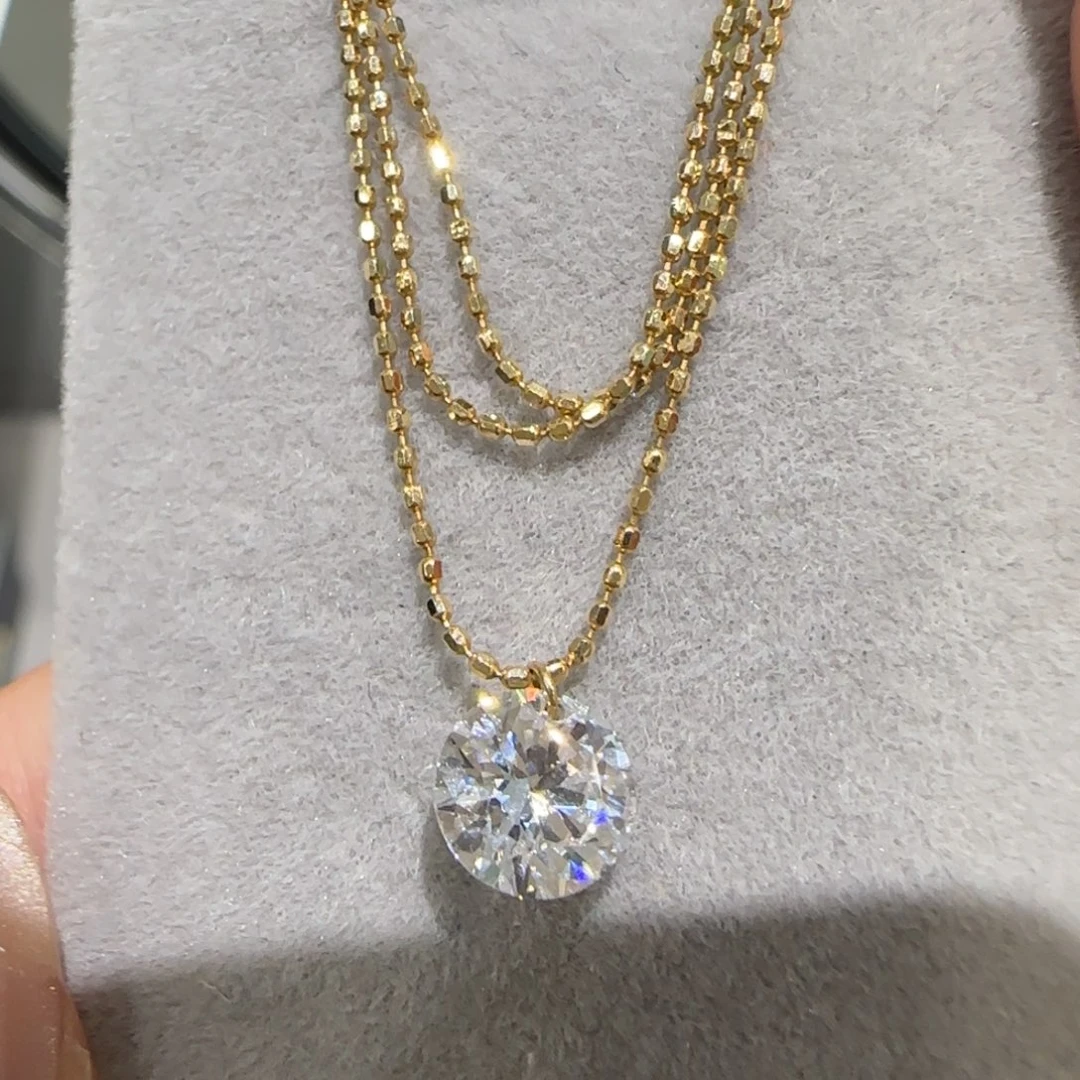 颈饰实验室培育钻石18K金镶嵌美神项链1卡福利漏价