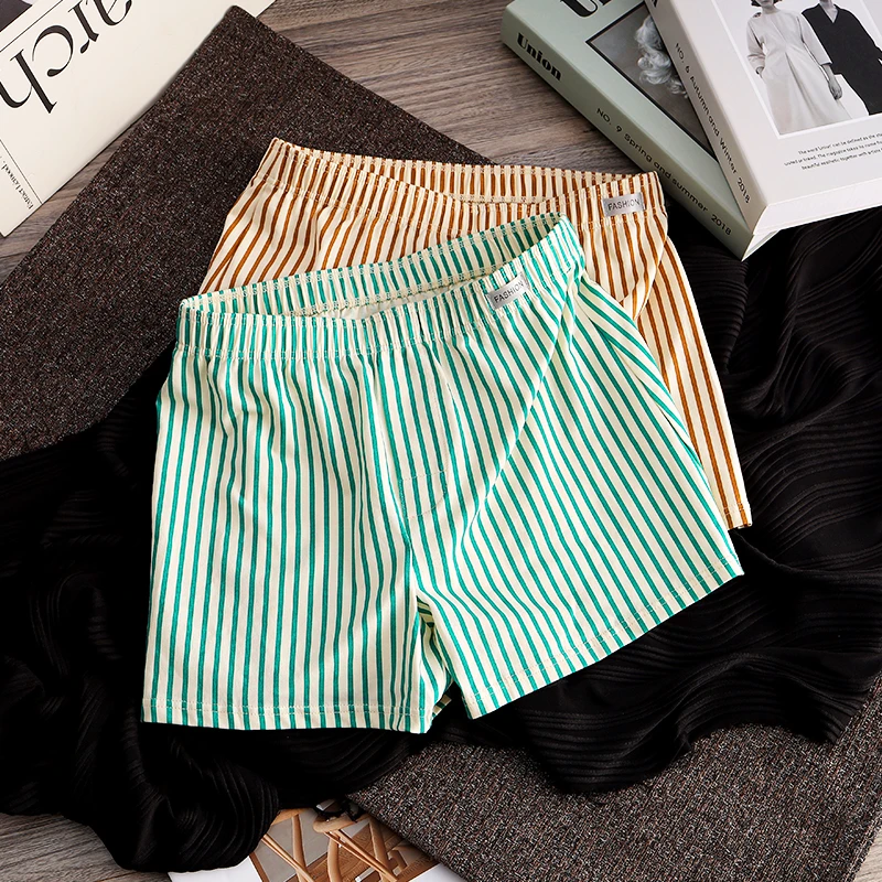 男士内裤棉质宽松阿罗裤男生2025新款秋冬条纹平角裤男式居家短裤