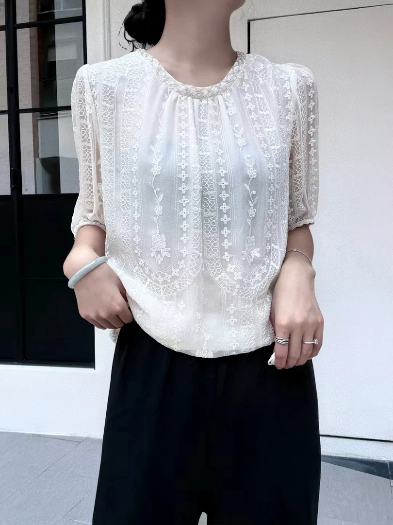 【O张小张cc】夏季轻奢桑蚕丝设计师款上衣3616