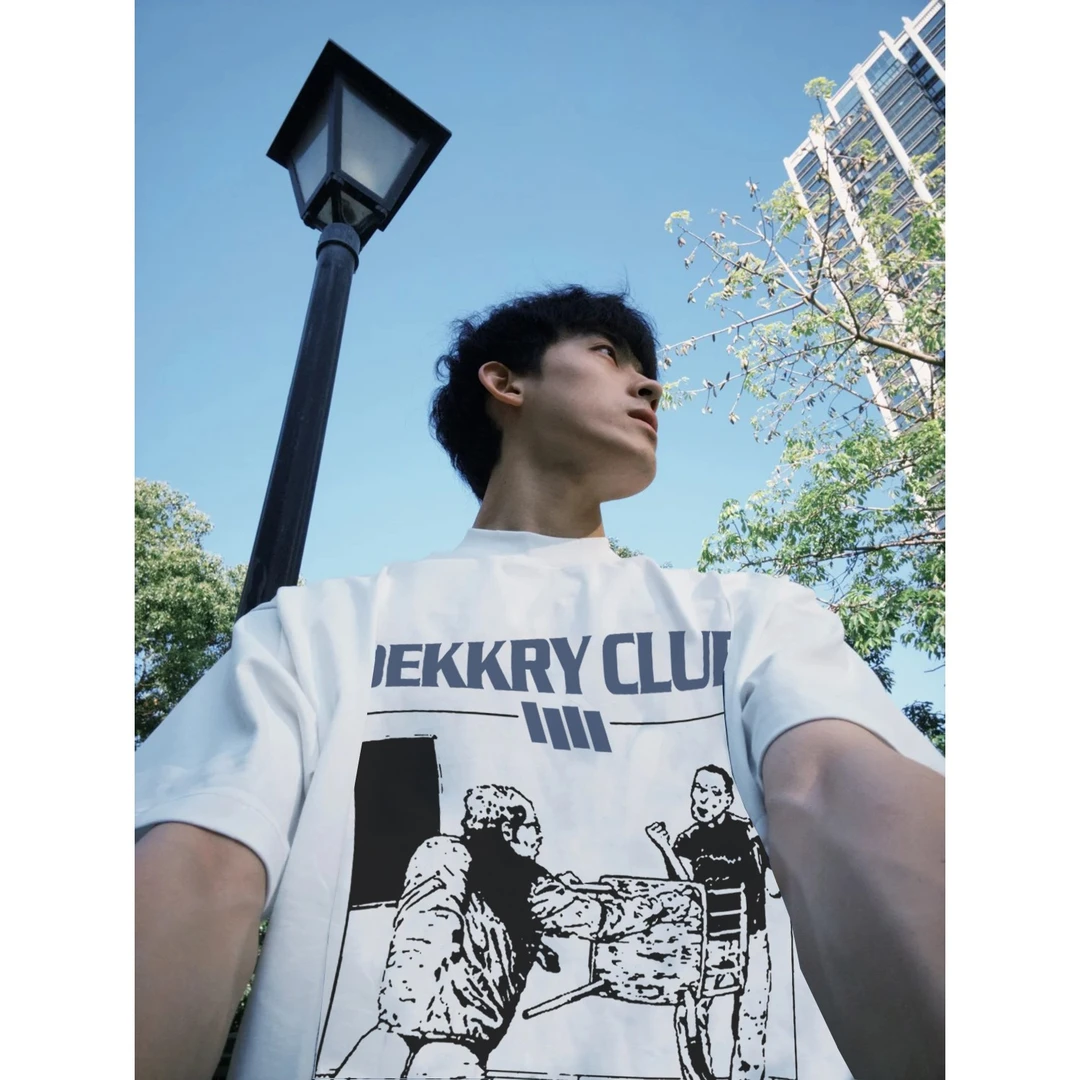 100%纯棉夏季创意人物潮流字母印花短袖T恤男女百搭休闲情侣上衣