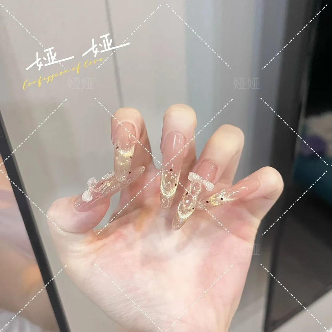 【少女诗画】纯手工穿戴甲气质款光疗美甲成品可拆卸10片