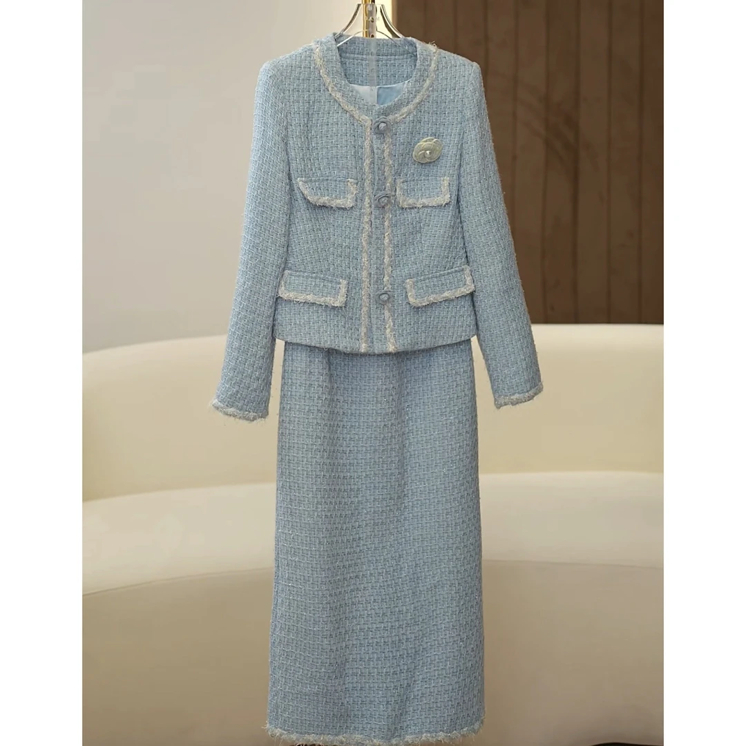 【MIA.G】【蓝色玫瑰】粗花呢贵妇小香风外套  GM660