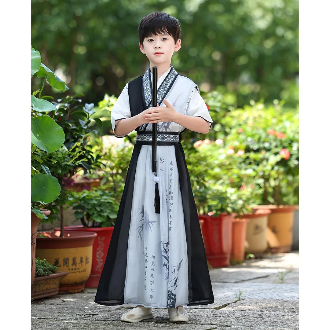 FAVMARTHA男童汉服夏季新款春秋国风夏装男孩高级公子侠客儿童古