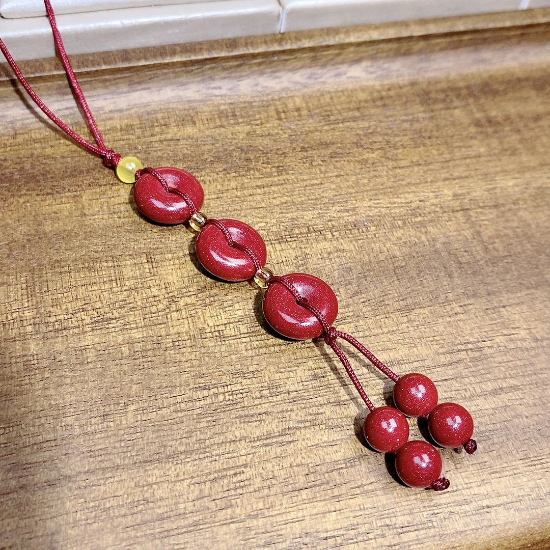 含辰砂工艺品紫金砂平安扣手机挂连中三元三生三世