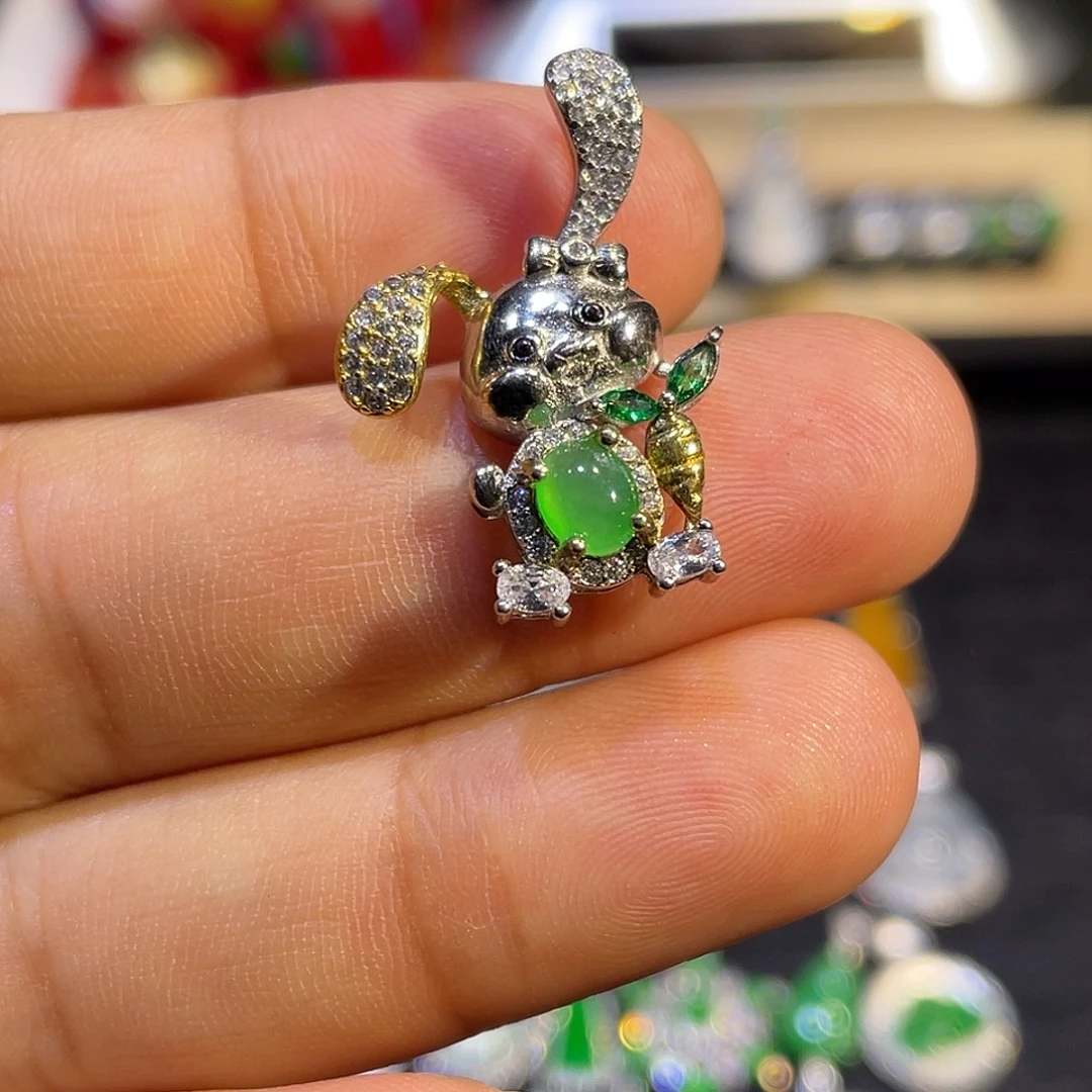 翡翠银S925镶嵌吊坠(不含链)