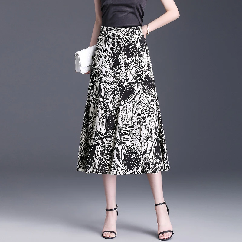 复古印花a字鱼尾裙女夏季2025新款气质显瘦半身裙中长款包臀裙子