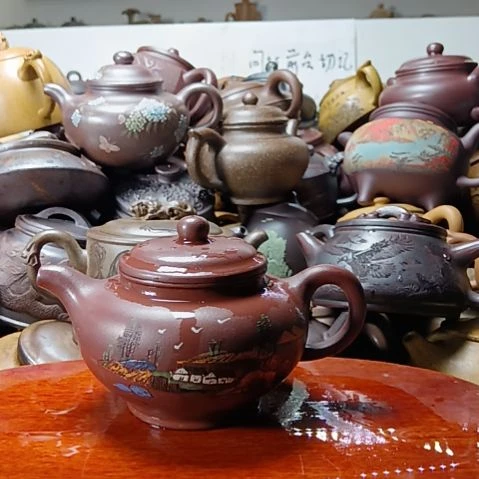 茶壶紫砂宜兴原矿石红柴烧手工360cc紫砂壶