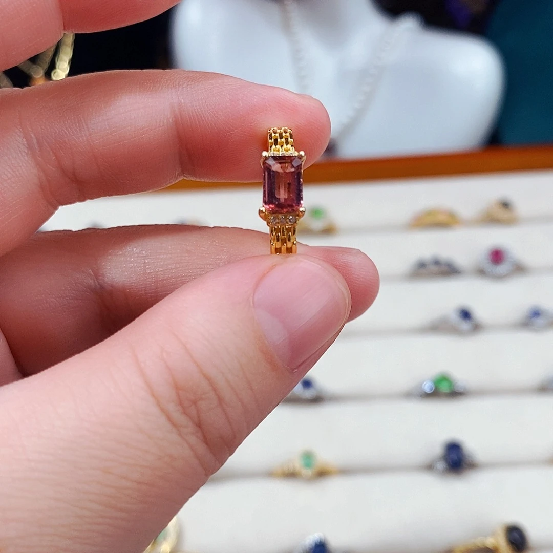 碧玺戒指银S925镶嵌2585