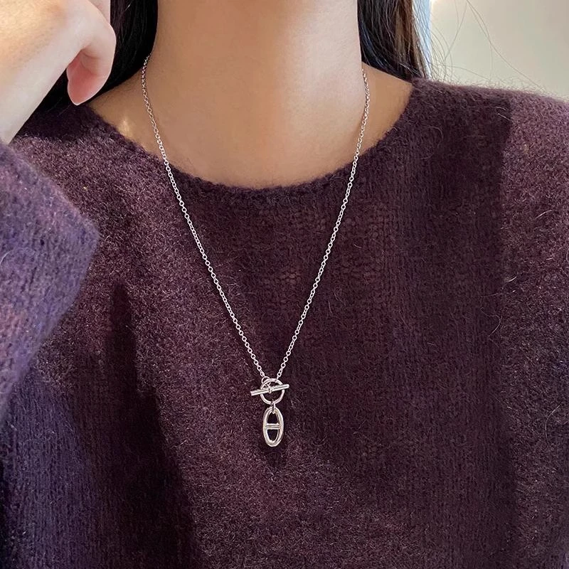 钛钢项链 欧美新款猪鼻子OT扣项链女轻奢小众锁骨链高级气质颈链