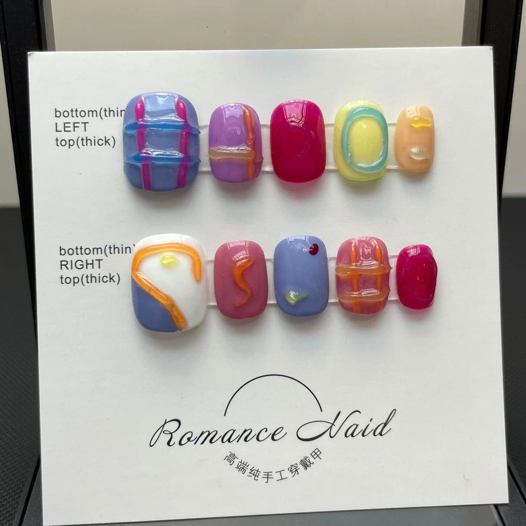 【纯手工实拍】假指甲泰式土味风可爱少女幼儿园时尚美甲手工穿戴甲