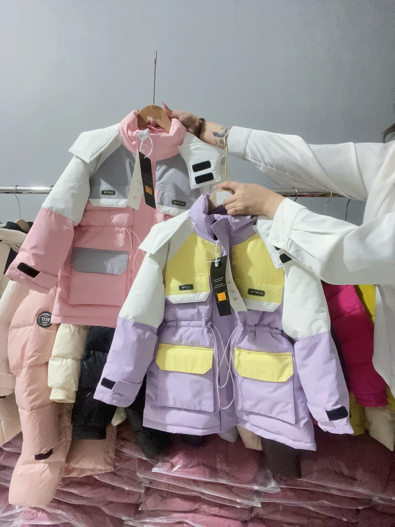 【橘子】极寒五防户外重工可收腰工装羽绒服中大童女童羽绒服