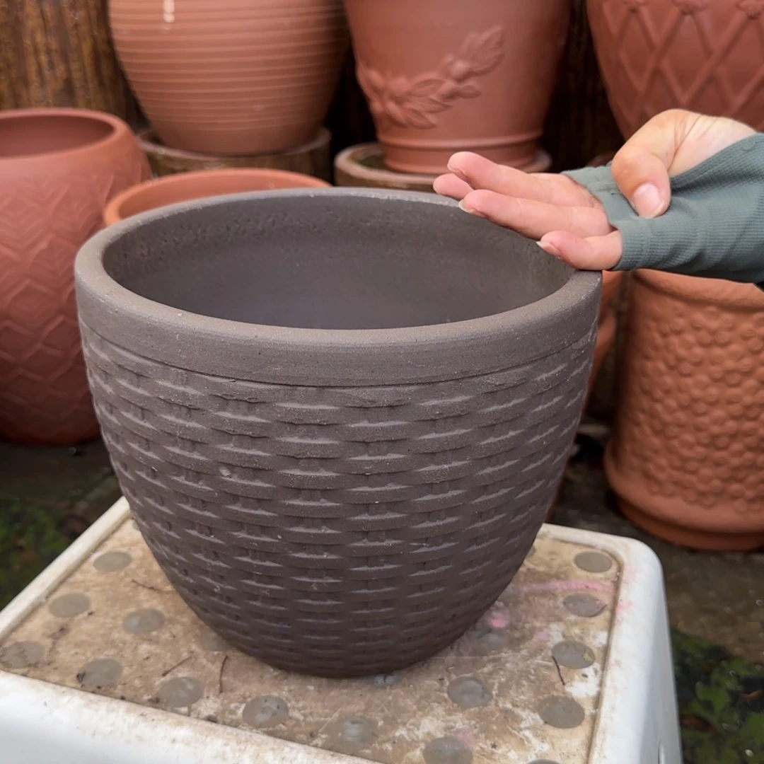 紫砂花盆口24高20宜兴紫砂