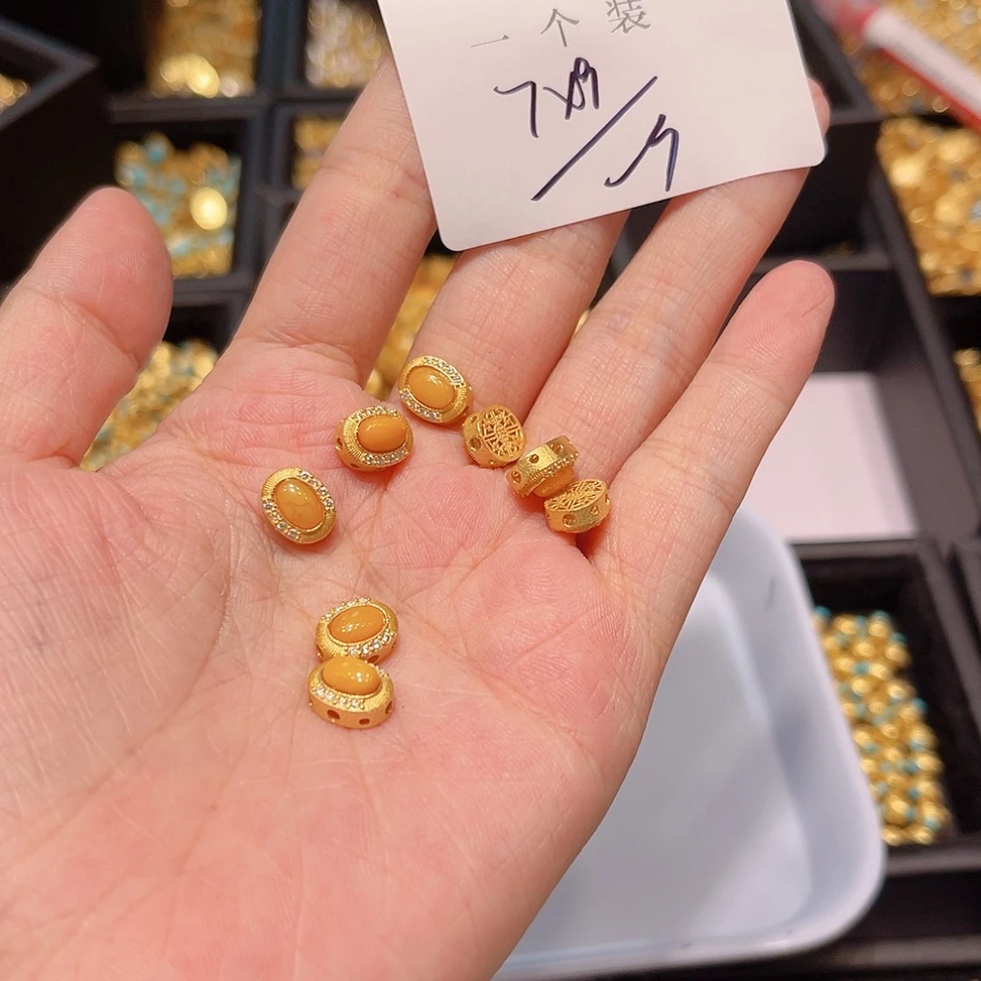 水晶珠宝半成品银S925镀金镶嵌152 。