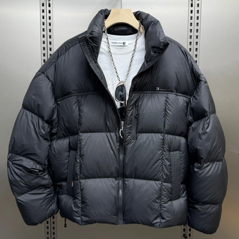 90鸭绒加厚羽绒衣男简约时尚韩版羽绒服冬季立领型男士蓬松羽绒服