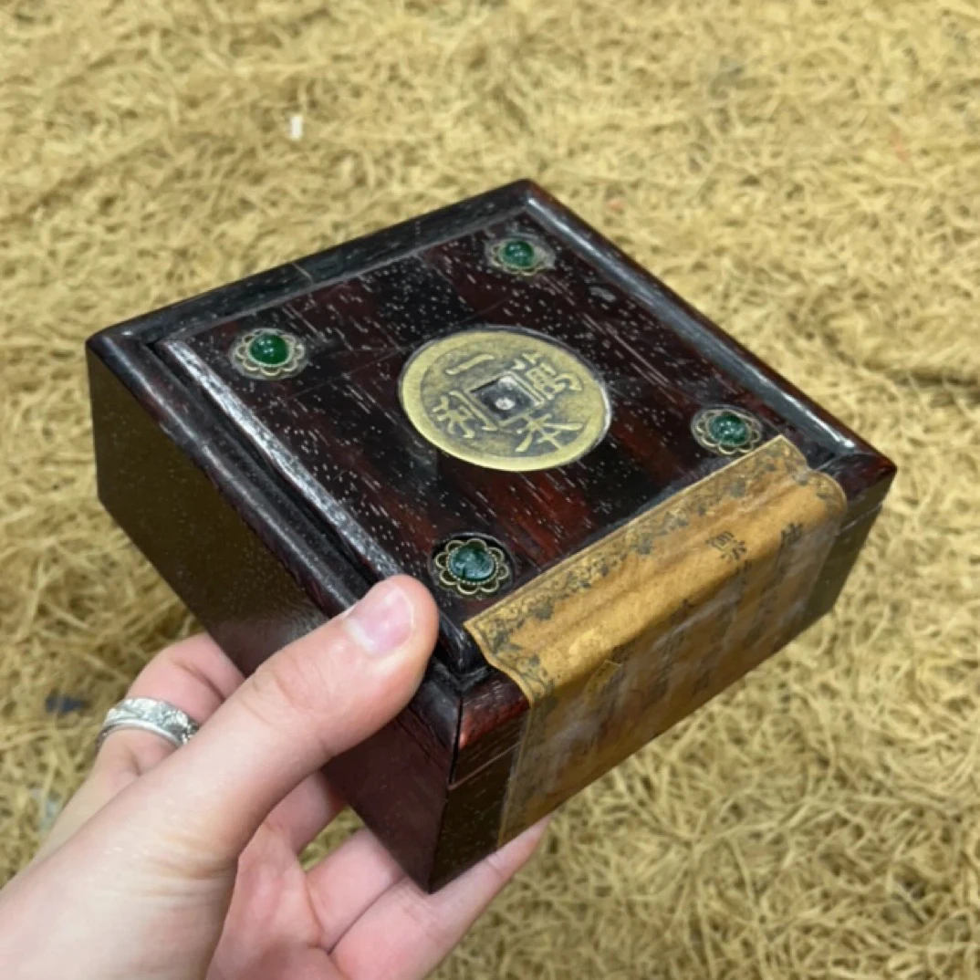 【闪购商品】《闷》同前四绿方谭木盒2大黄币摆件复古工艺风木