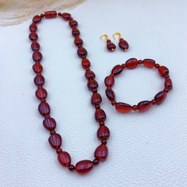 铜合金项链 钛三件套502-4-2时尚百搭爆款精致首饰白色气质手工