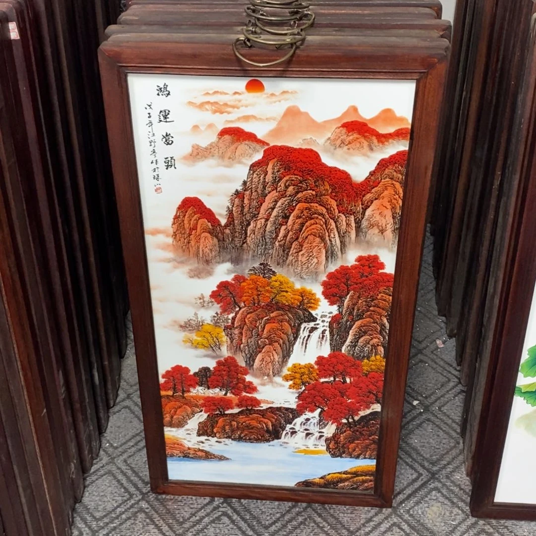 瓷片倚**雨景德镇瓷板画柴窑烧制86*46