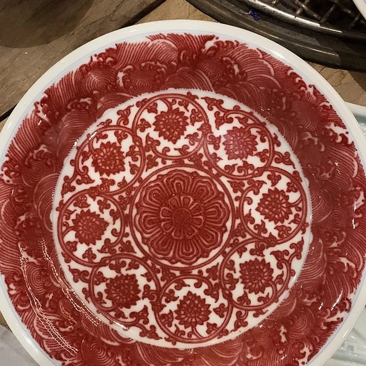 摆件陶釉里红壶承壶