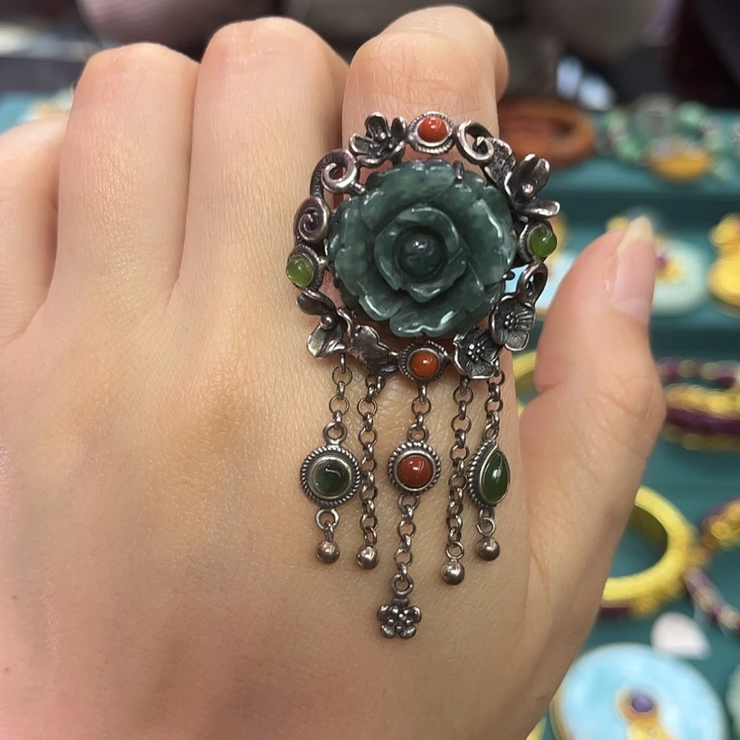 翡翠银S925镶嵌戒指