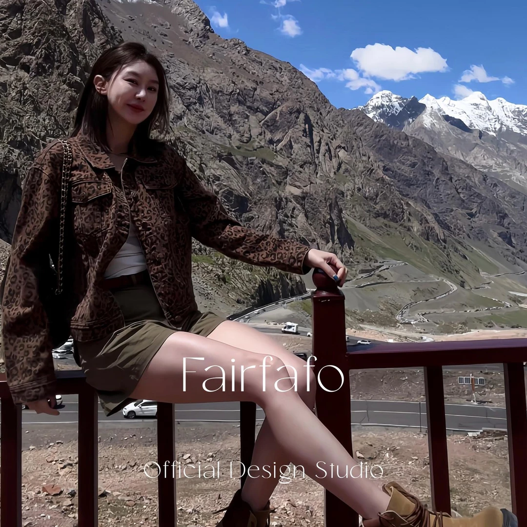 【豹纹牛仔外套】XWWT57016早秋新款百搭高级感潮酷豹纹短外套