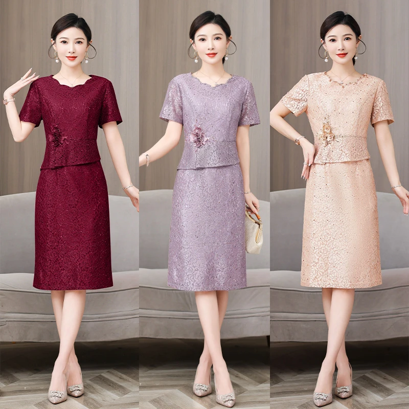 5575#2025婚礼妈妈婚宴礼服喜婆婆装敬酒连衣裙修身夏