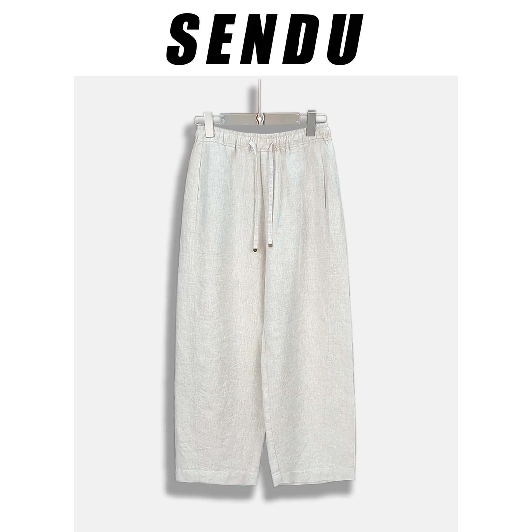 夏季慵懒风,【全亚麻九分裤】裤子原生态麻本色TX0318