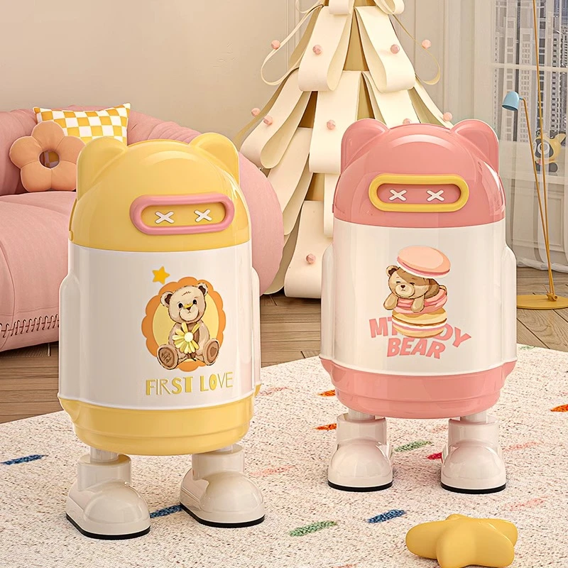 泰迪熊联名垃圾桶家用客厅高颜值卫生间厕所带盖卧室可爱创意纸篓