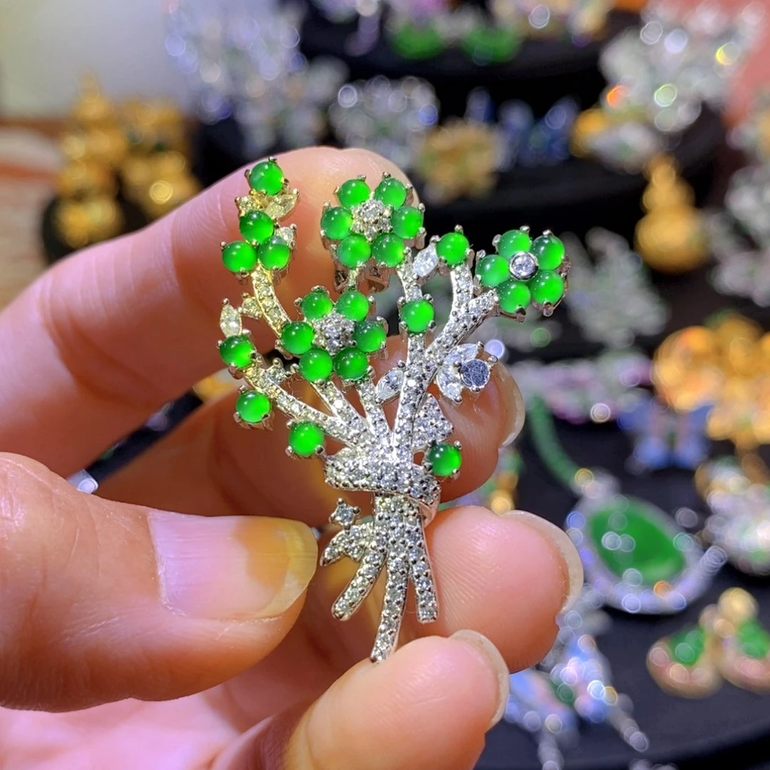 翡翠银S925镶嵌颈饰天然有机