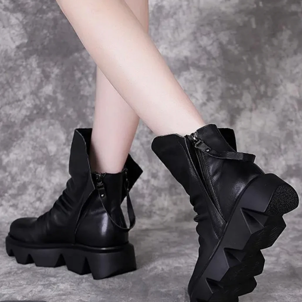 B66潮流风棉靴短款厚底皮靴