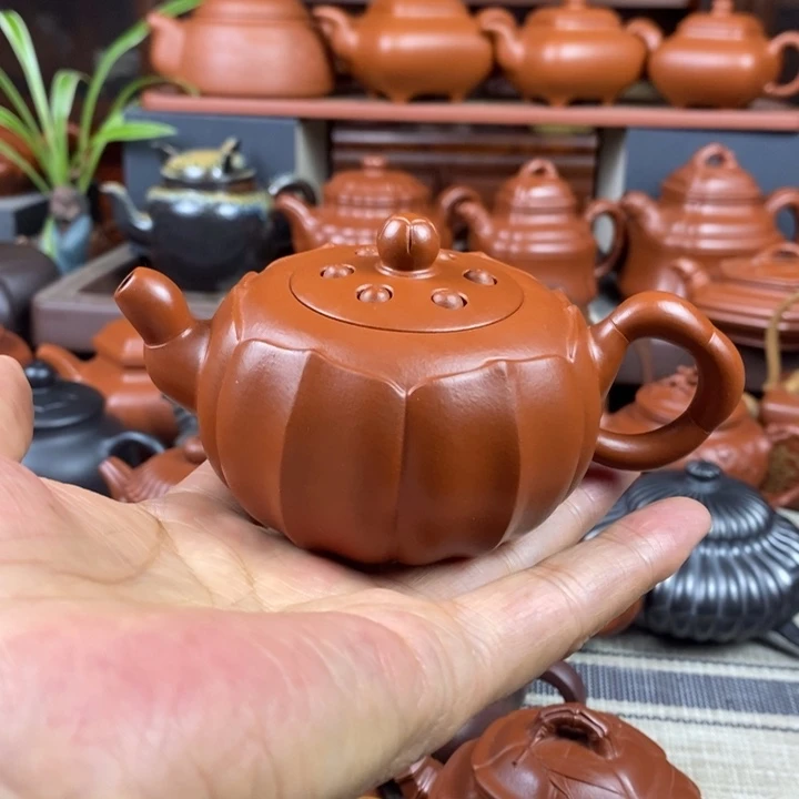 茶壶紫砂筋纹莲子150cc原矿赵庄朱泥特价