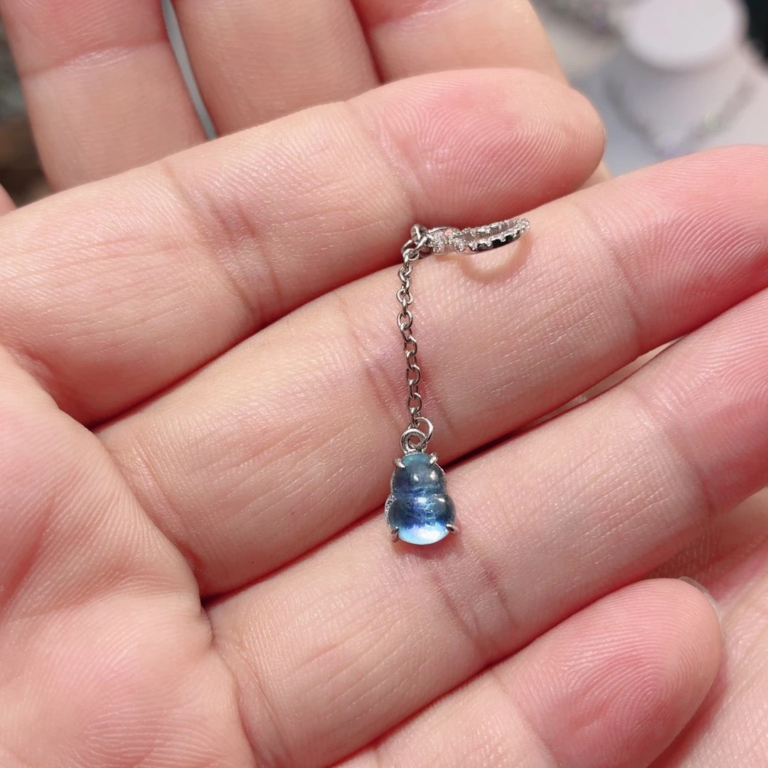 海蓝宝石吊坠(不含链)银S925镶嵌支持复检