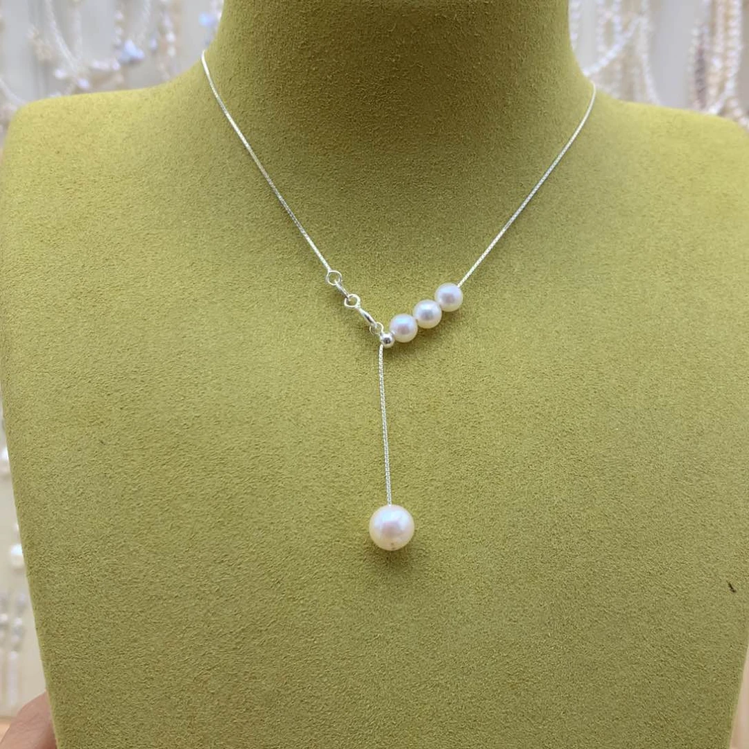 淡水珍珠银S925镶嵌项链