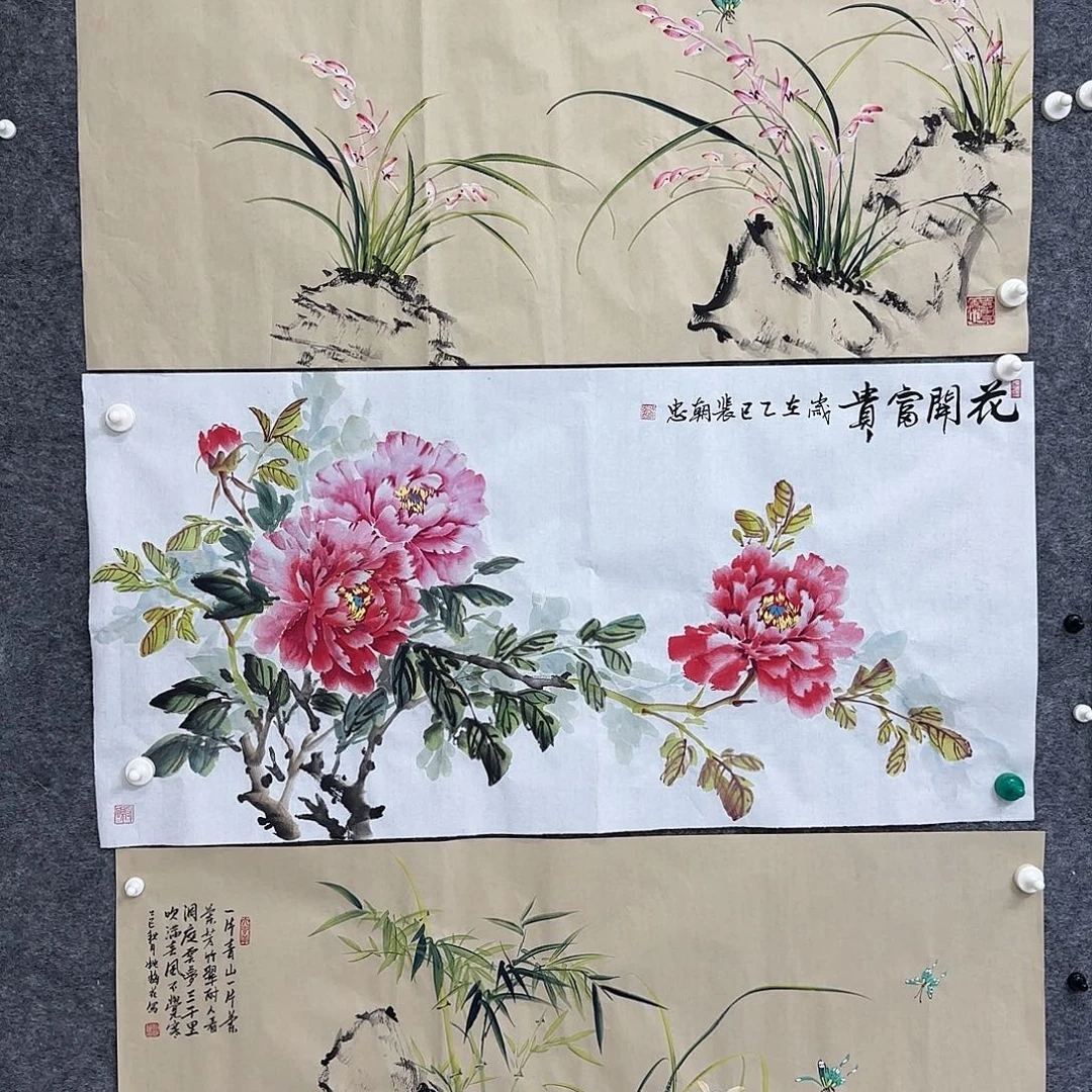 国画国画立体兰花