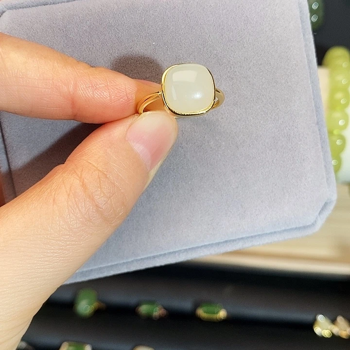 和田玉银S925镶嵌戒指