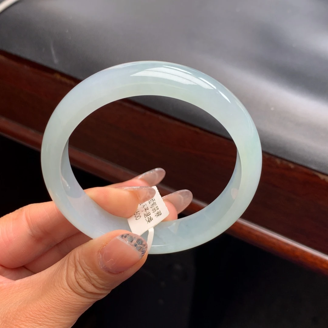 未镶嵌手镯翡翠晴绿57.6正圈