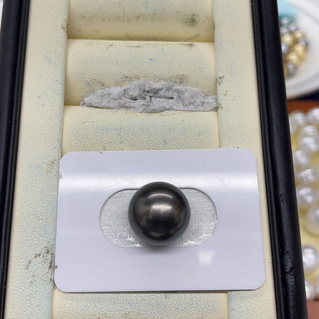 海水珍珠裸珠大溪地钢琴黑裸珠14.3mm