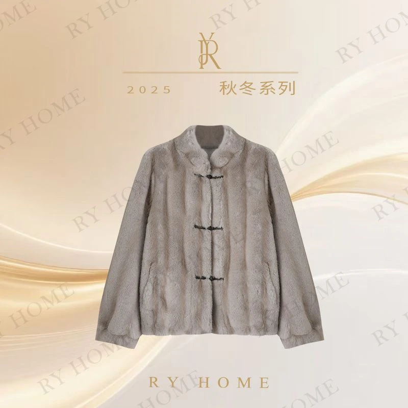 【容雨RYHOME】进口水洗环保貂新中式绒面外套253W2706