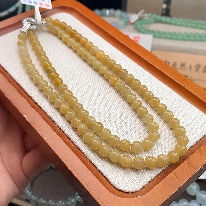 翡翠合金手链糯种黄翡，漏