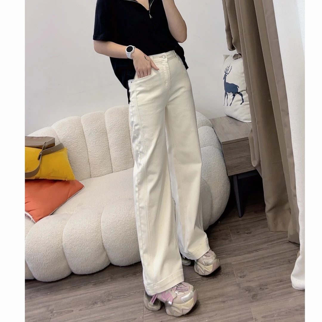 弯刀阔腿牛仔裤女2025新款春季美式高腰显瘦镰刀直筒裤DYY2707