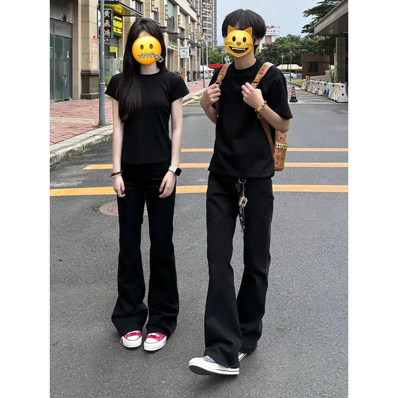 cra黑色微喇软牛仔裤男夏季薄款美式高街vibe裤子高腰显瘦直筒裤