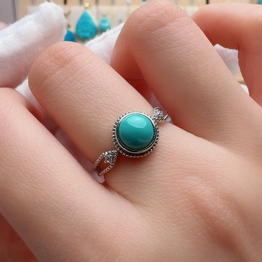 绿松石戒指银S925镶嵌