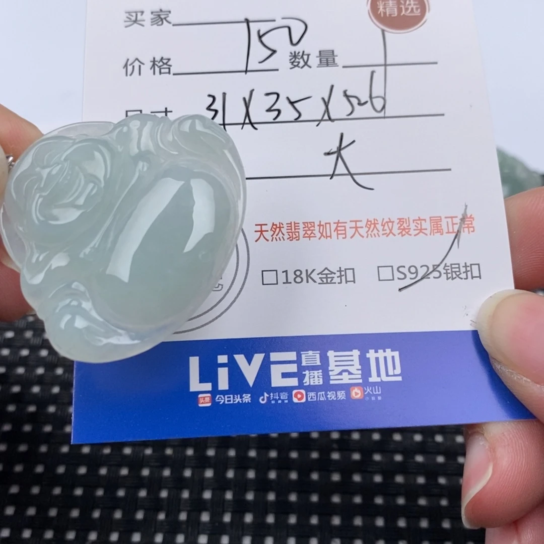 翡翠颈饰银S925镶嵌吊坠