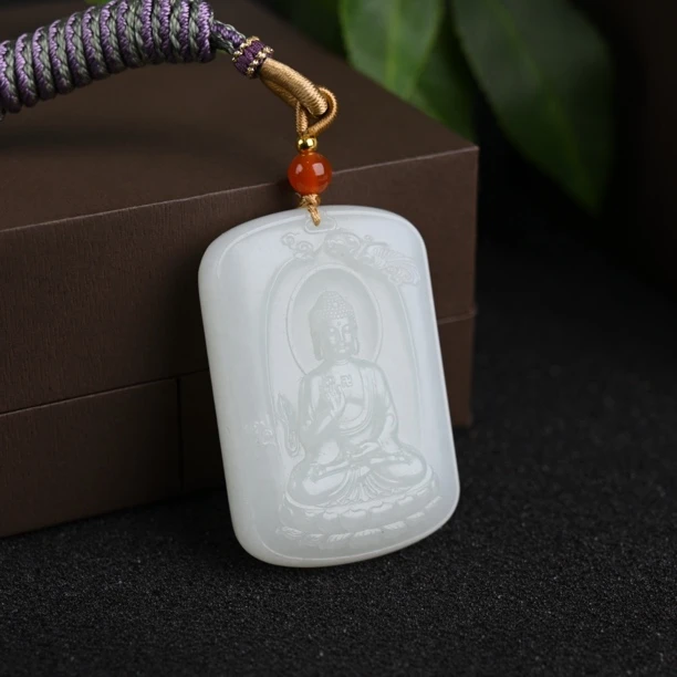 (生肖羊猴)天然和田玉俄料大日如来挂件（WH3237）十二生肖