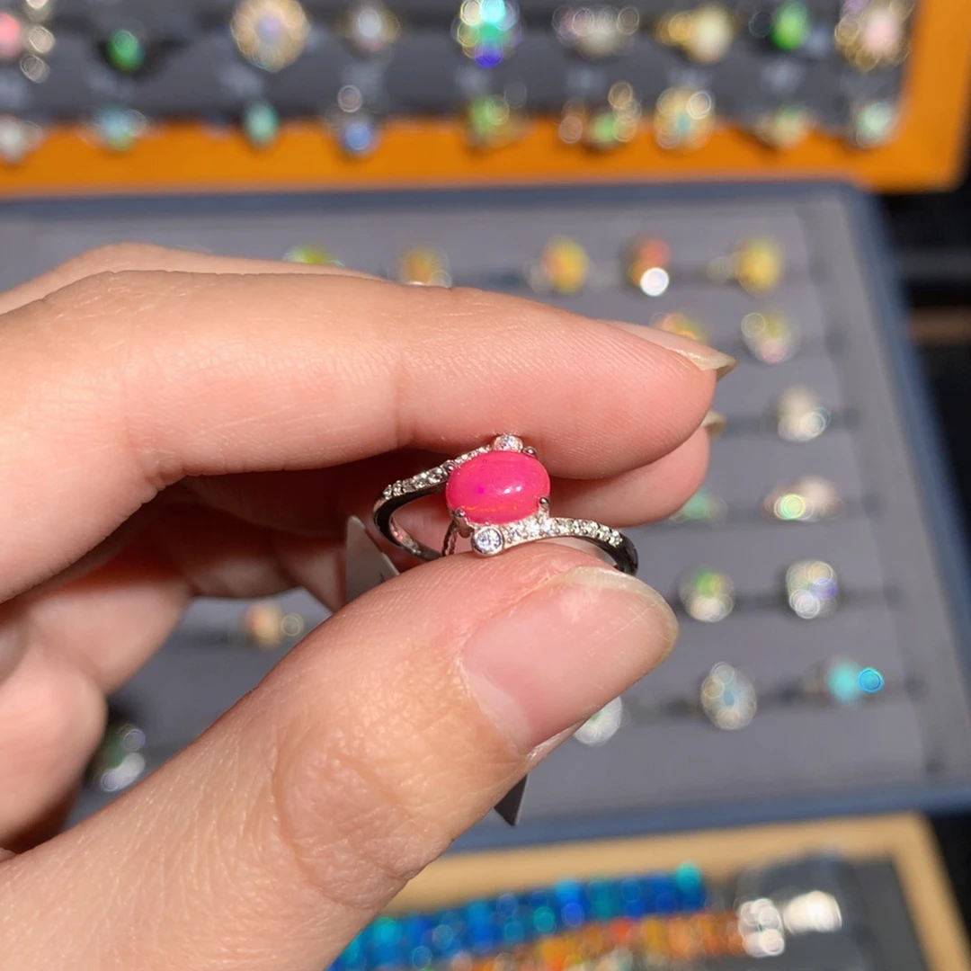 银S925镶嵌欧泊欧泊戒指y