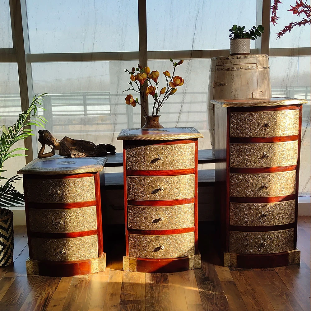 家具斗柜印度复古家具包銅重工斗柜边柜角柜简约大容量抽屉式木质