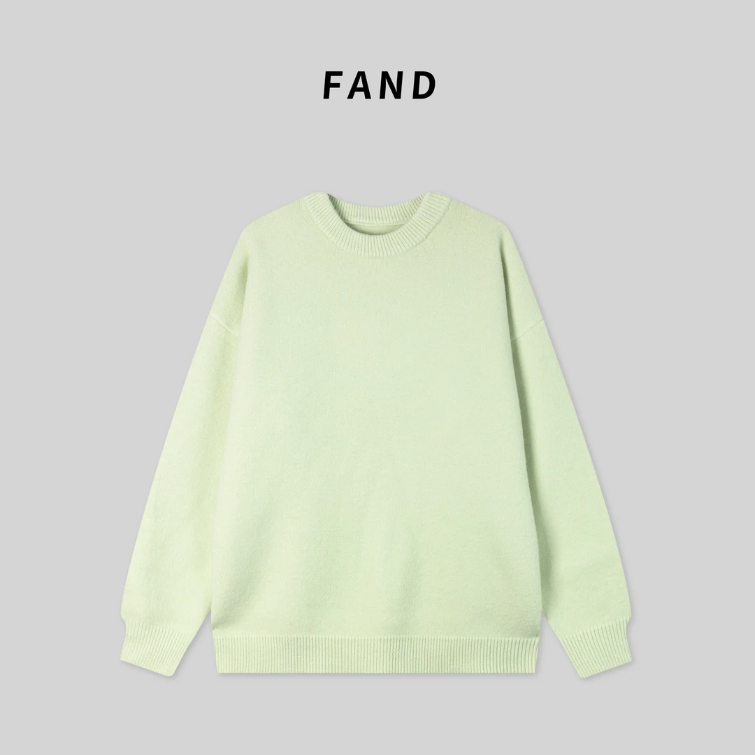 FAND品牌【多巴胺】冬季情侣装加厚纯色宽松显白圆领长袖针织毛衣