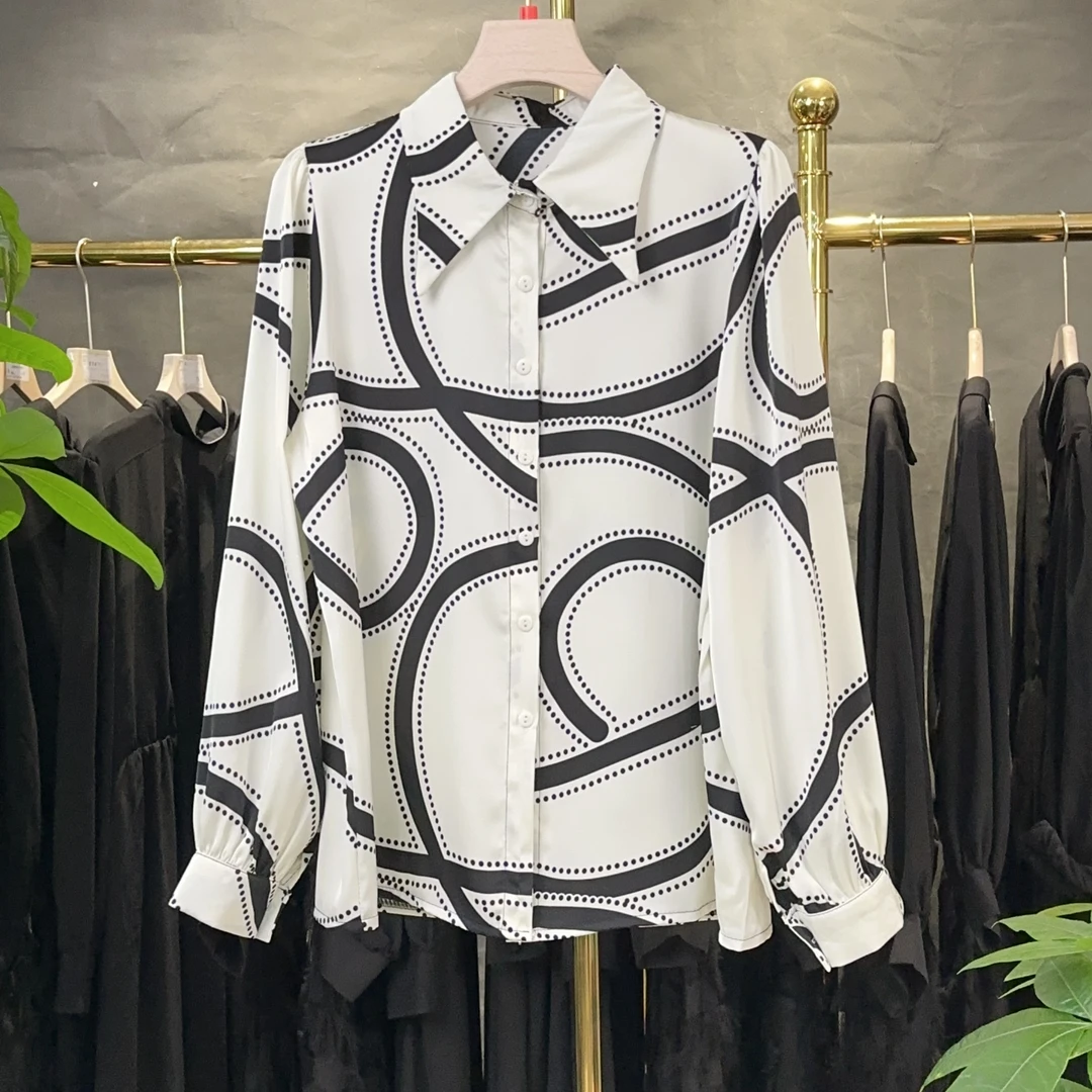 【RG5265】气质长袖白色时尚百搭女士春季休闲拼接设计感显瘦小衫