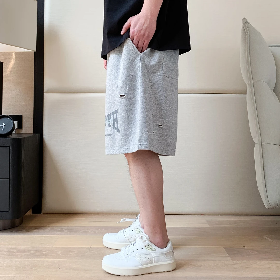 VTOS维特沃森大码男装胖子夏季宽松大码休闲裤破坏字母印花短裤